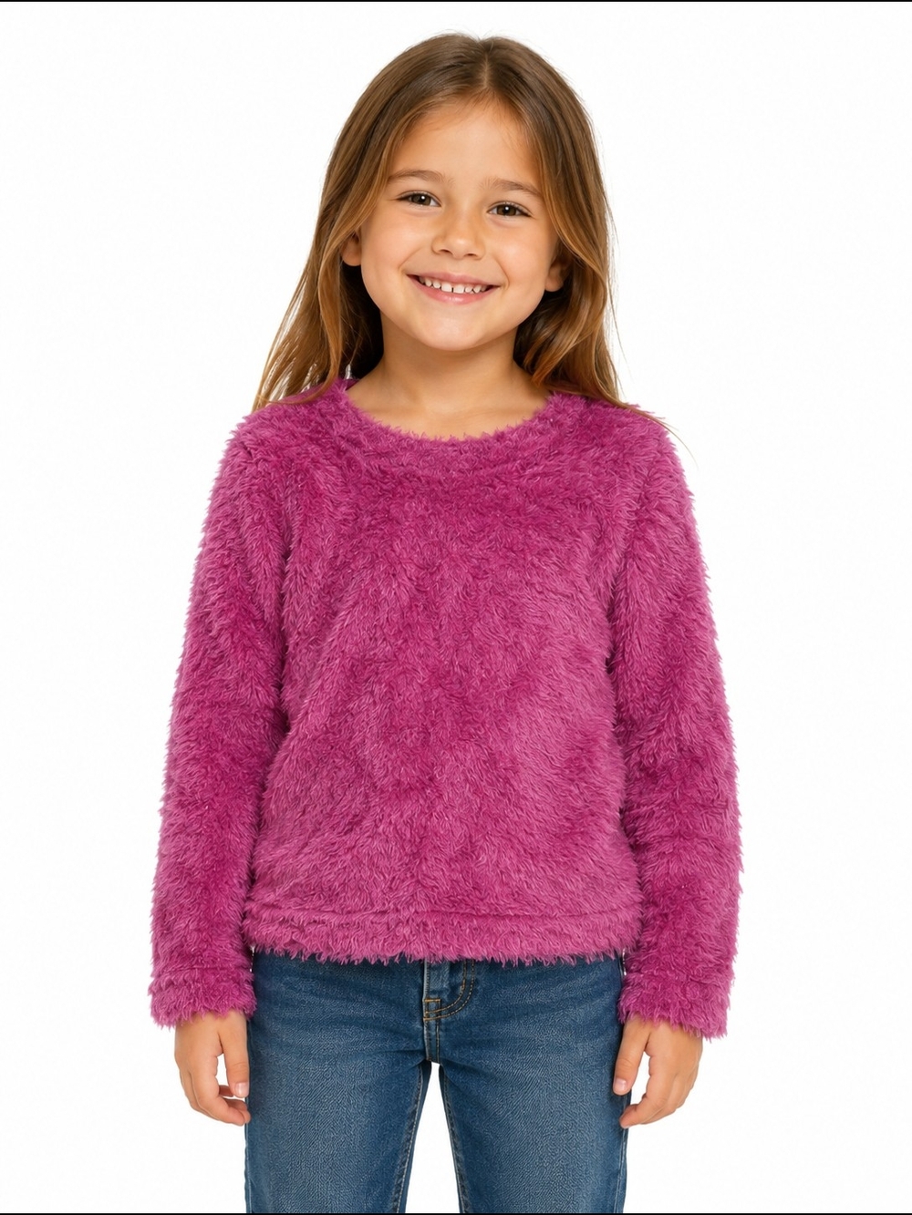Kidz for Kids Fuzzy Plush Sweater Girls Size 6 Pink Soft Cozy Long Sleeve